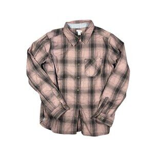 Carhartt Women's Flannel Shirt Button Up Size Medium 8-10 Plaid Long Sleeve